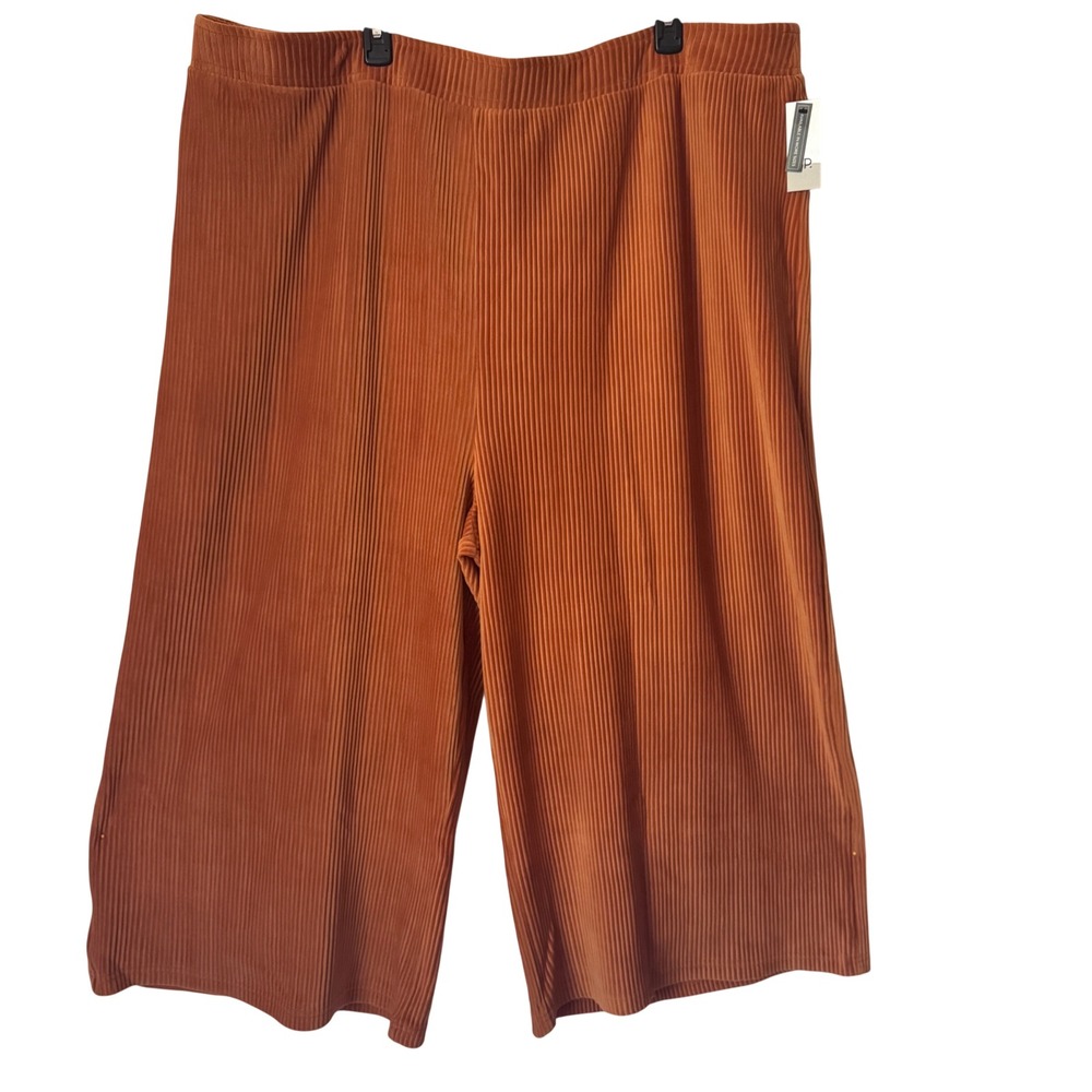 BP Women‎ Rust Orange Ribbed Elastic Waist Wide Leg Pants Size 4X